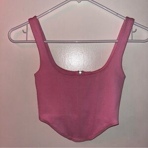 Princess Polly Pink Ribbed Corset Top